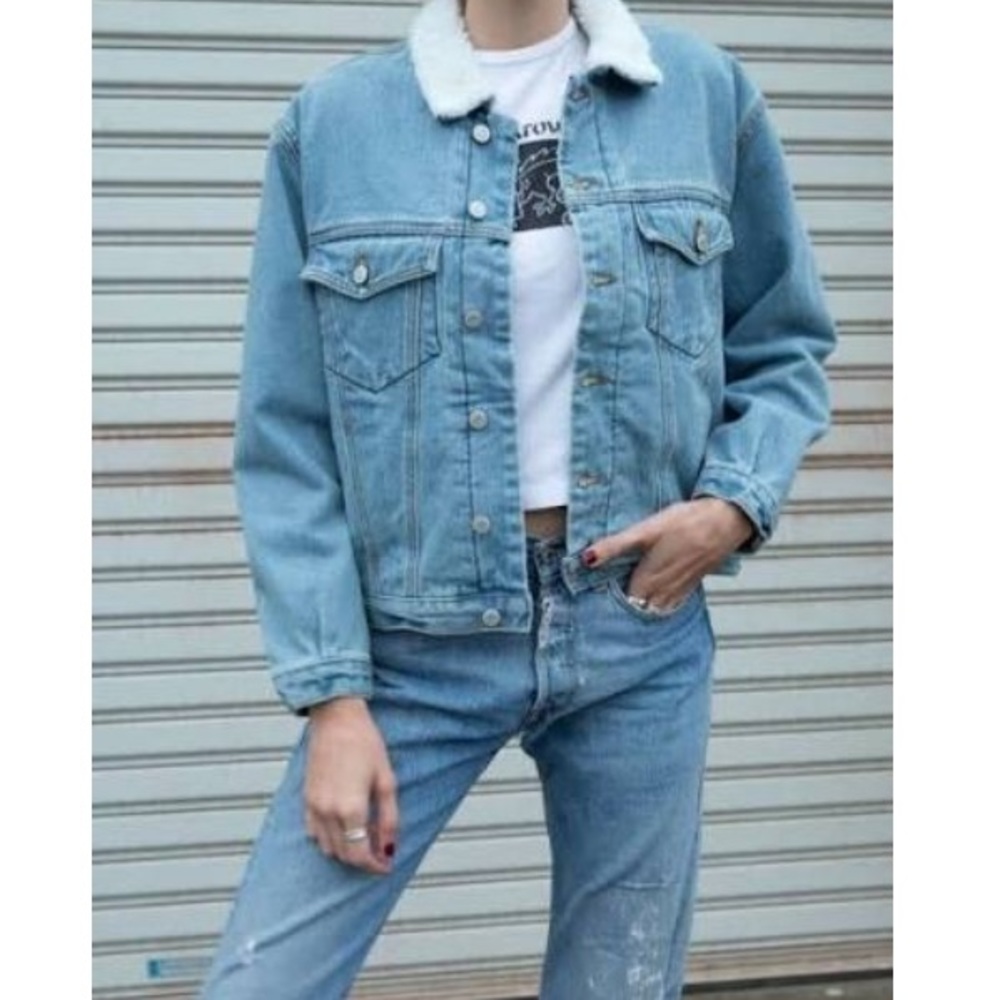 brandy melville sherpa lined denim jacket
